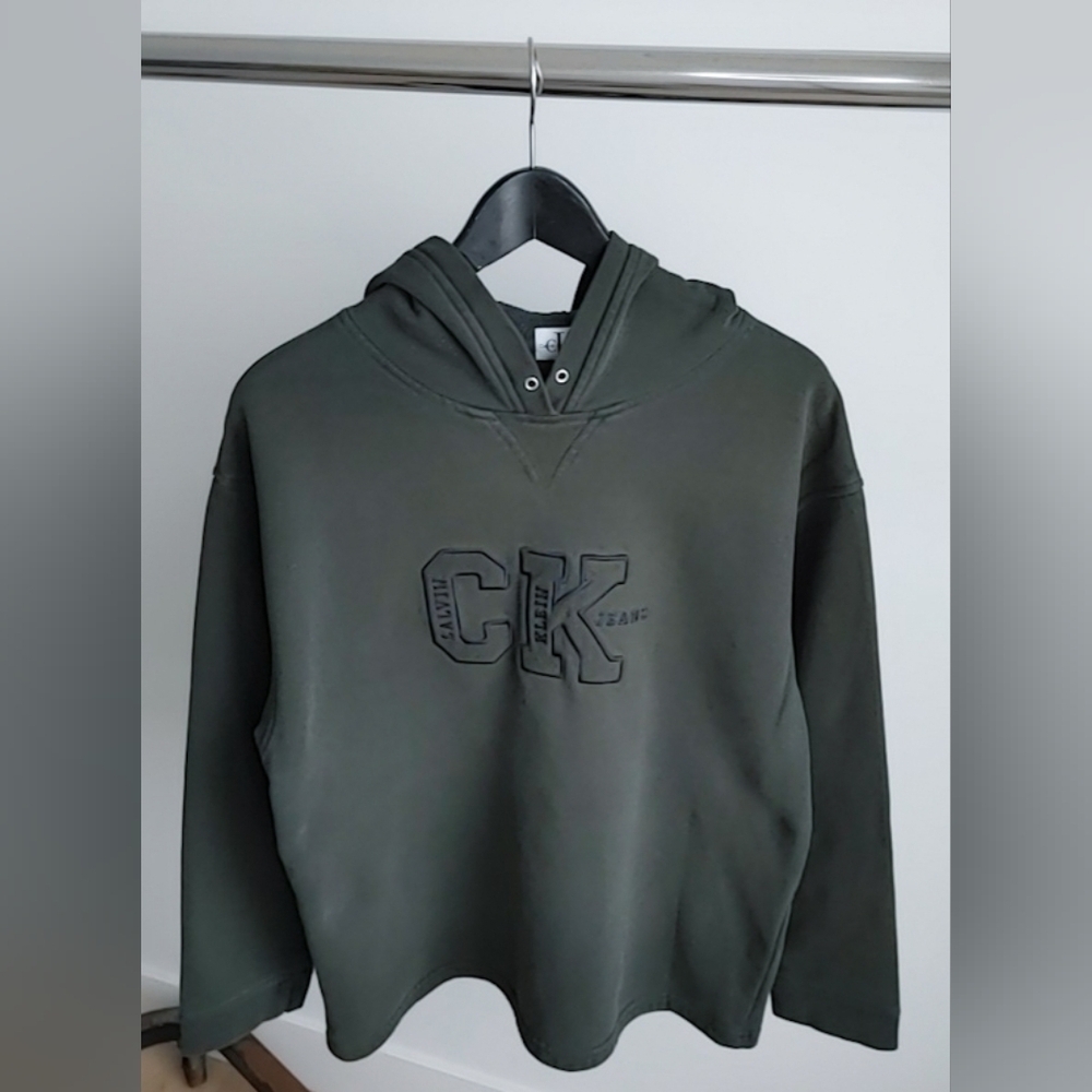 Y2K CK Jeans & Green Pullover Hoodie Sweatshirt Size (L) - Picture 6 of 6